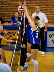 Parker and Pele-Lafo go for the block.
